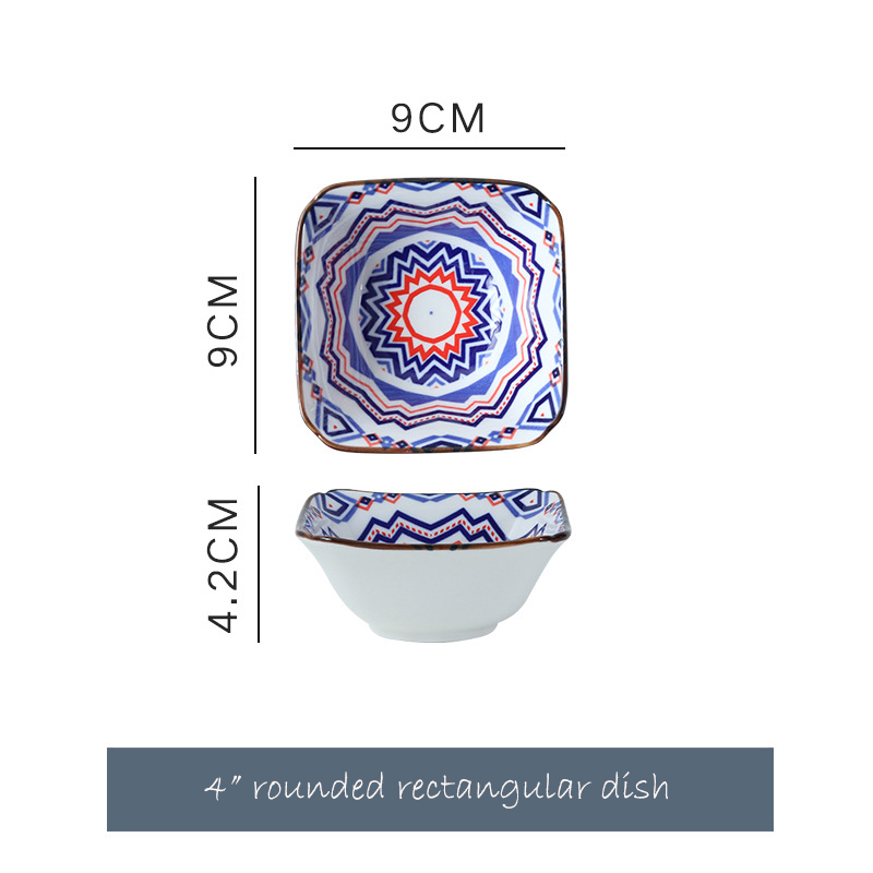 Plat rectangulaire rond de 4 pouces