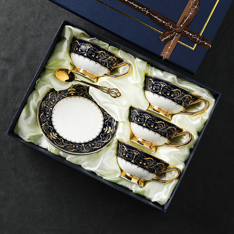Classical orchid 4 cup 4 dish 4 spoon gift box