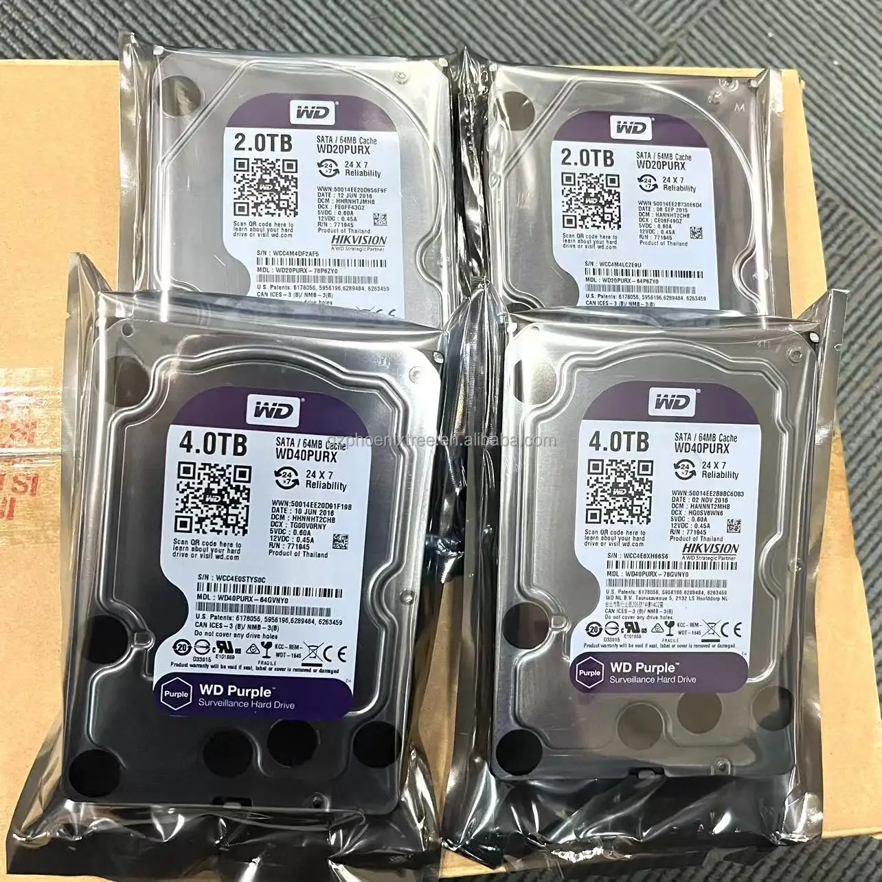 Purple HDD SATA 3.5" Hard Drive Disk 1TB 2TB 4TB 6TB 8TB for Cctv Camera AHD DVR IP NVR Purple Smart Desktop