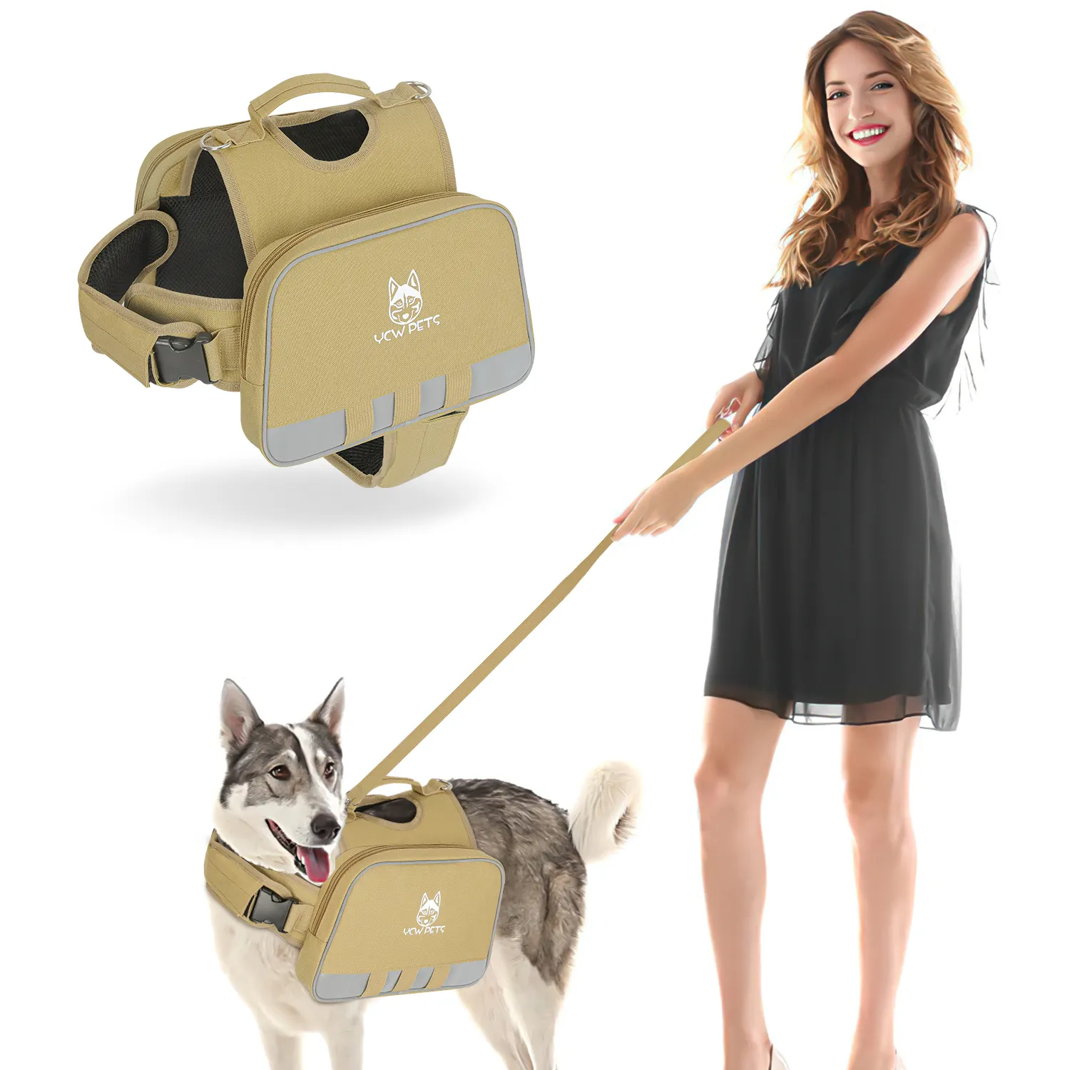 Custom cane imbracatura zaino cani grandi cani tattico Pet zaino con tasche laterali per escursioni a piedi di formazione