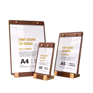 Maßgefertigter Werbe-Acryl-Menüständer Fast-Food-Menü-Display Schlanker Hotel-A3/A4-Holzsockel Restaurant-Posterständer - Product Image 1