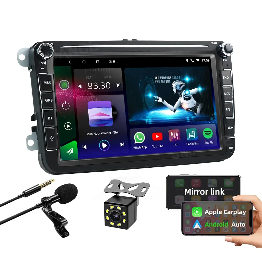 Jmance 8 inç 1 + 16/2 + 32GB 1280*720 IPS desteği kablosuz/kablolu Carplay DSP RDS GPS navigasyon 2 din araba stereo araba radyo