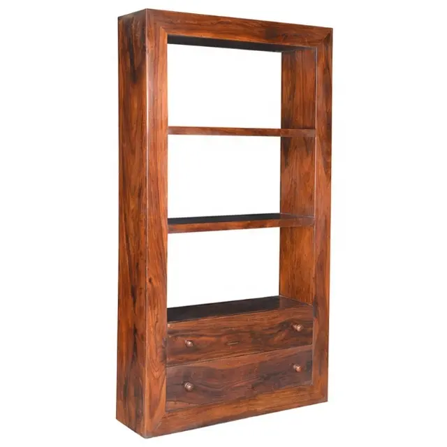 家の使用のための2つの引出しが付いているアンティーククルミの鉄の木製のはしごの本棚の本棚