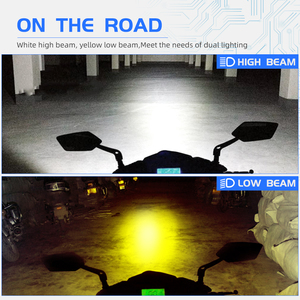 Motosiklet aydınlatma sistemi çift renkli yüksek düşük ışın 4300k 6500k H4 HS1 projektör Lens motosiklet için led farlar - Product Image 6