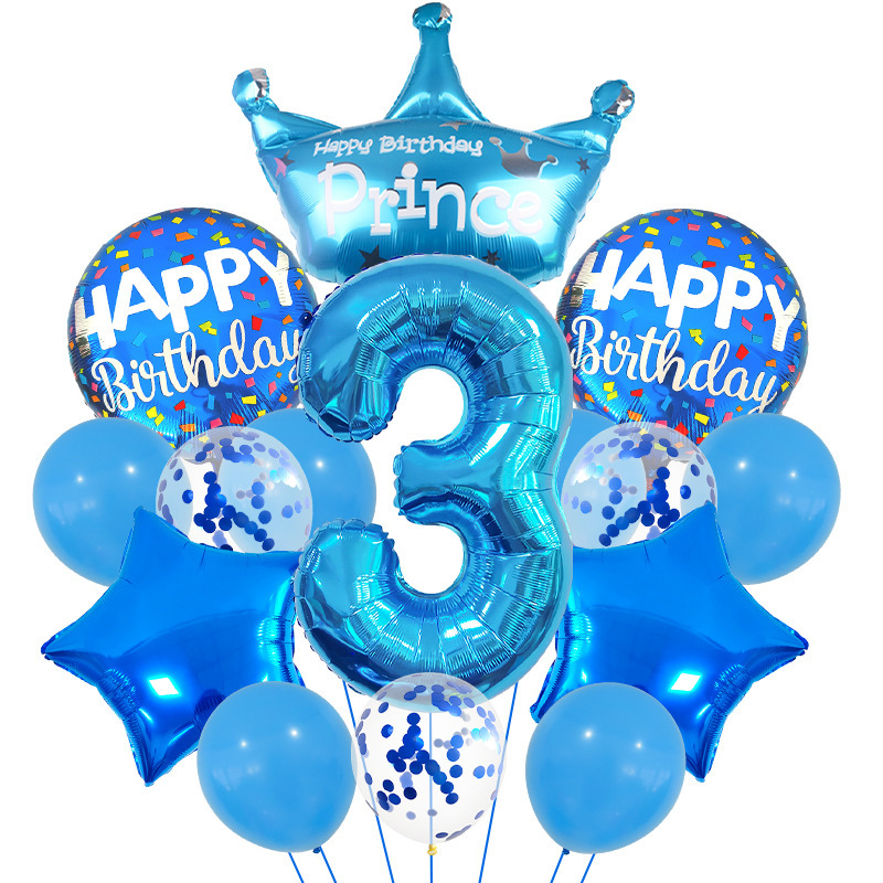 Blue balloons set 3 year