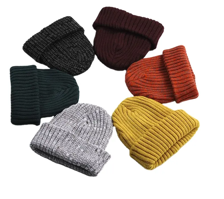 Sombrero de punto de color sólido para otoño e invierno, gorro de punto cálido, bordado de Jacquard, gorro de lana personalizado para regalo