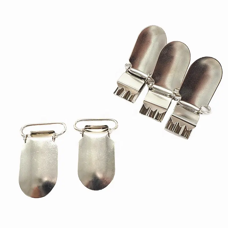 Custom 20mm Non-toxic Nickel Plated Metal Pacifier Suspender Clip Without Insert Garment Fastener Clip