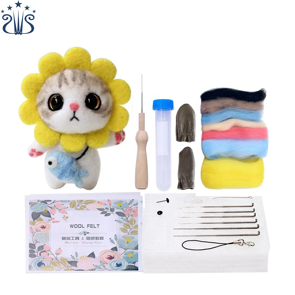 No.14-Kit de lana de fieltro para niños, Material de juguete Popular DIY, Kit de fieltro de lana de pingüino
