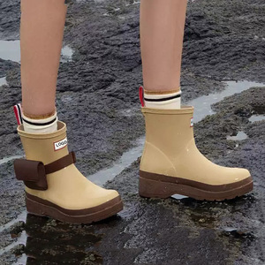 حذاء مطر مطاطي بتصميم جديد للسيدات مقاوم للماء مع جيب جانبي مريح مضاد للانزلاق - Product Image 5