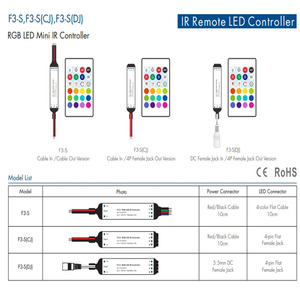 F3-S 3CH * 1,5 A 12-24VDC комплект инфракрасного постоянного напряжения RGB светодиодный мини-ИК контроллер 24 ключа пульт дистанционного управления для 5 м RGB полосы света - Product Image 4