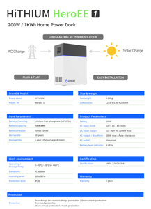 顶级1KWH 200W便携式Hithium电站英雄ee1与LiFePO4电池太阳能电池板电源发电机太阳能野营之家 - Product Image 5