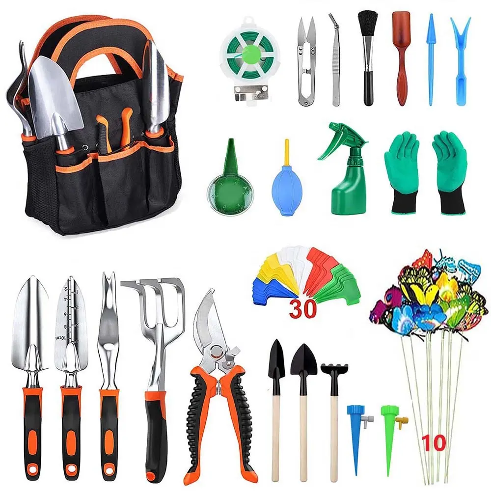 Kit de jardinage manuel en aluminium robuste pour femmes, outils de jardinage d'extérieur, 62 pièces améliorés