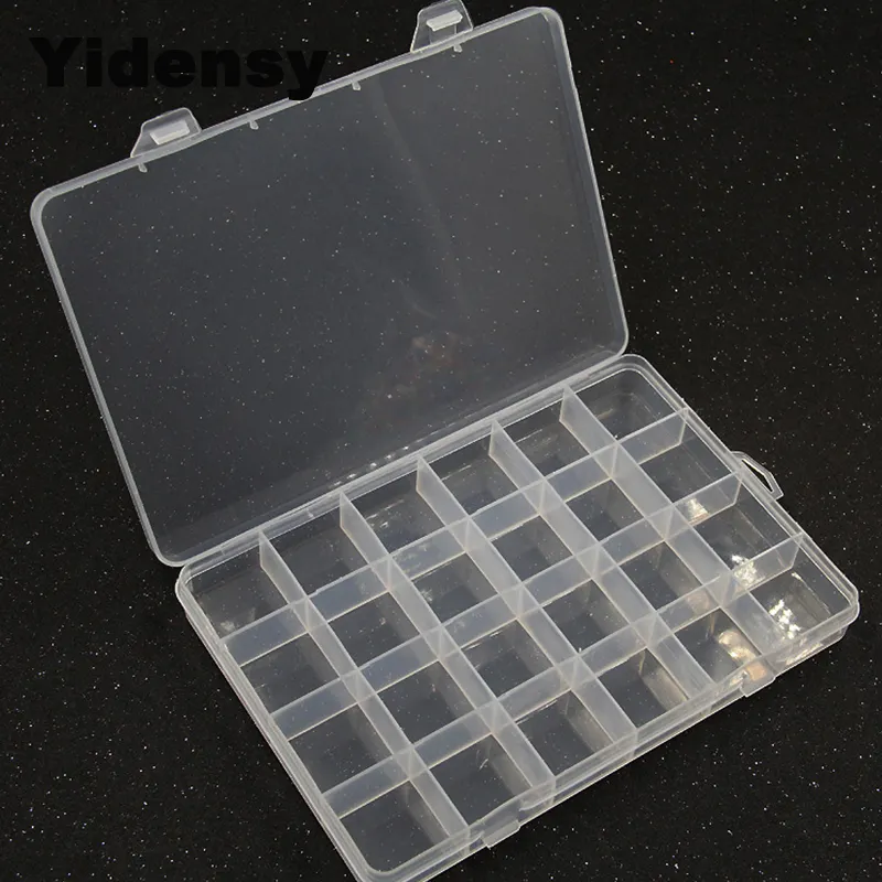 1pcs Square Transparent Plastic Storage Box Case 10/24 Slot Adjustable for Pills Jewelry Beads Earring Case Organizer