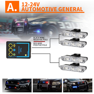 4合1 3led * 4琥珀色红色蓝色频闪大功率格栅警示灯日间行车灯DRL转向信号灯闪光灯 - Product Image 6