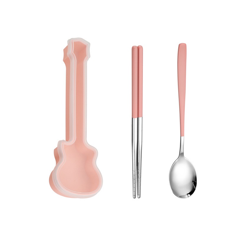 Cuillère + baguettes (rose + argent)