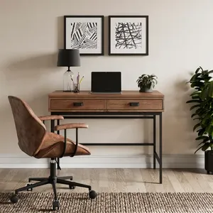 Draftsman çam etkisi asansör masa üstü gizli depolama ile çalışma istasyonu masası ofis veya oturma odası kullanımı için 2 geniş çekmeceler - Product Image 1