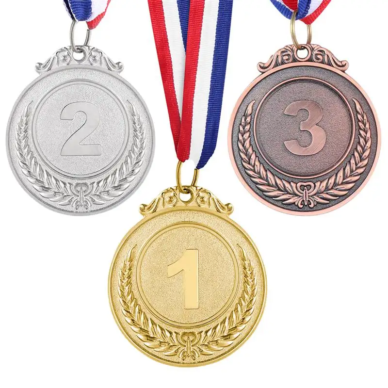 Золотая, серебряная, медная пустая трехмерная медаль для спортивных соревнований с лентой