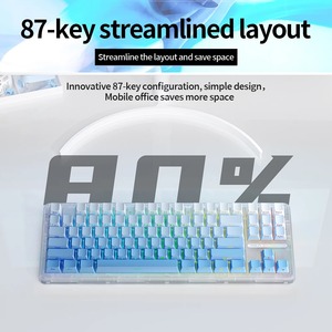 Teclado mecánico AULA L87 2,4g/Usb/Bluetooth Tri modo inalámbrico 87 teclas Rgb Pbt Junta silenciadora de 5 capas tecla completa sin impacto - Product Image 3
