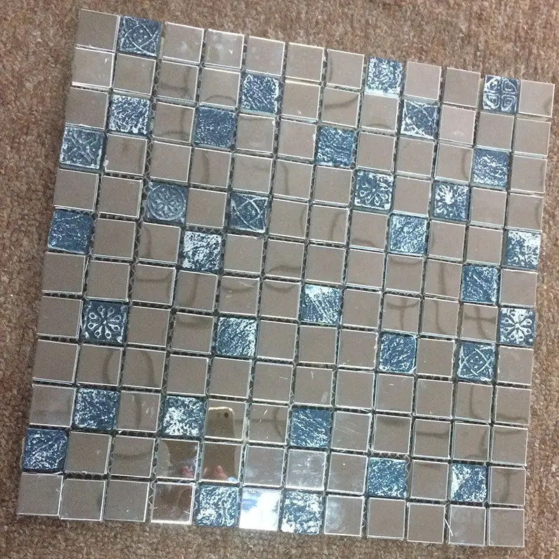 Mode réflexion bleu verre mosaïque carrelage mélange métal mosaïque carrelage maison construction mosaïques pour cuisine et salle de bain