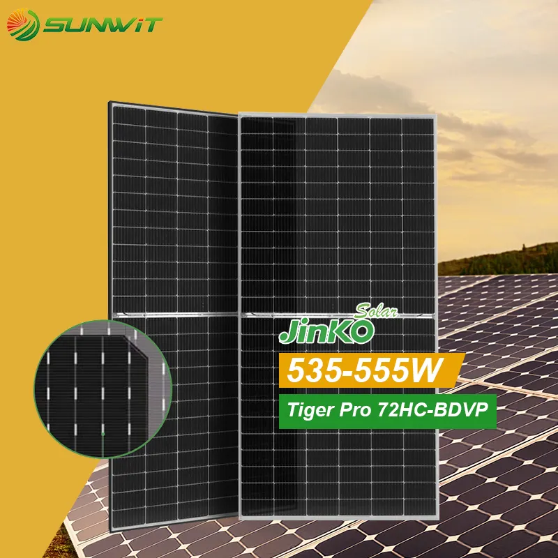 Jinko Năng Lượng Mặt Trời Hai Mặt n-Loại Đôi Kính 500 Tấm Nhà Sản Xuất 450W Monocrystalline 425W N Loại Đầy Đủ Màu Đen