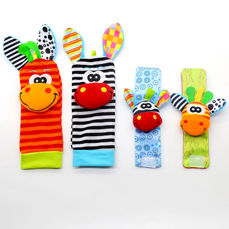 2021 New Baby Animal Wrist Rattles Educational Toy Baby Watch With Socks To Shake The Wrist A Pair Of Baby Animal Wrist Rattles