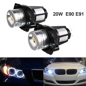 新しい<span class=keywords><strong>LED</strong></span>自動ランプ電球2PCSE90エンジェルアイズハローリング<span class=keywords><strong>LED</strong></span>ライト6Wマーカー電球キセノンホワイトBMWカーランニングライト2020