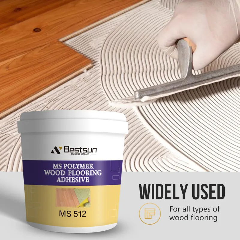 Adhesivo para suelo de madera polímero híbrido MS flexible beige respetuoso con el medio ambiente