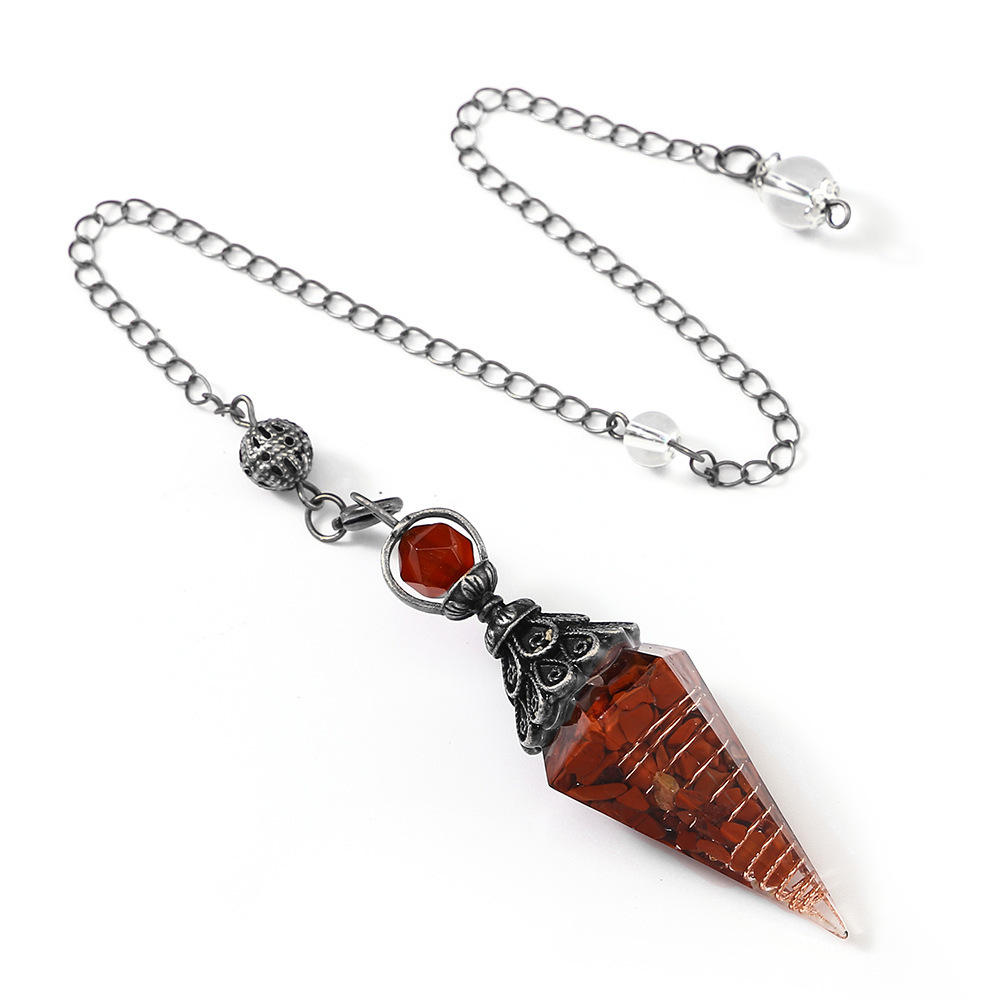 Red jasper+Silver chain