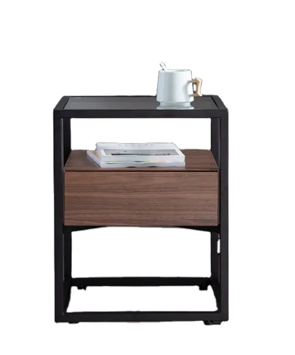 Square and small wooden and Glass edge table side coffee table bedside corner table
