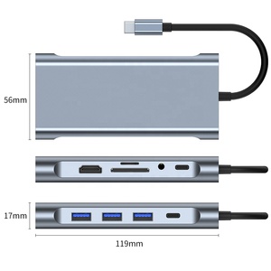 Yeni USB C Hub 11 in 1 tip C için 4K uyumlu adaptör ile RJ45 SD/TF kart okuyucu PD dizüstü dizüstü bilgisayar için hızlı şarj - Product Image 6