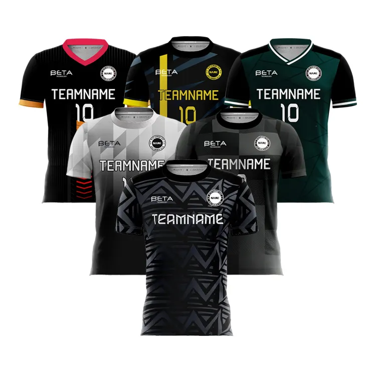 Camiseta de fútbol negra Original de alta calidad para hombre, camisetas de fútbol de uniforme de club de poliéster 100%