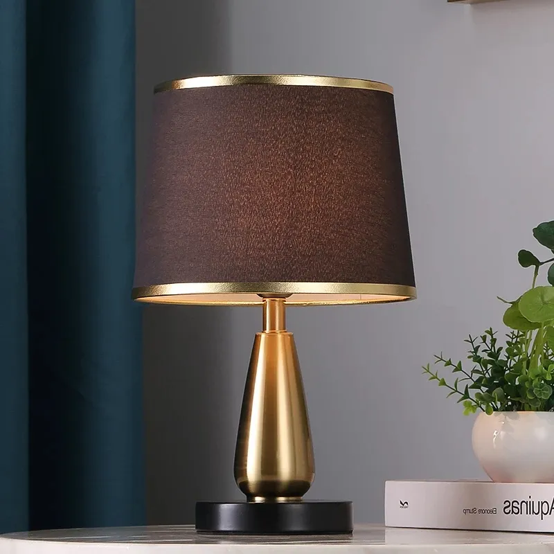 Postmodern Nordic Simple High Lumen Bedroom Bedside Table Lamp Gold With Charging Function