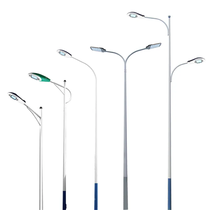 Lámpara de calle solar, poste de brazos individuales y brazos dobles, poste de luz de calle, poste de coste