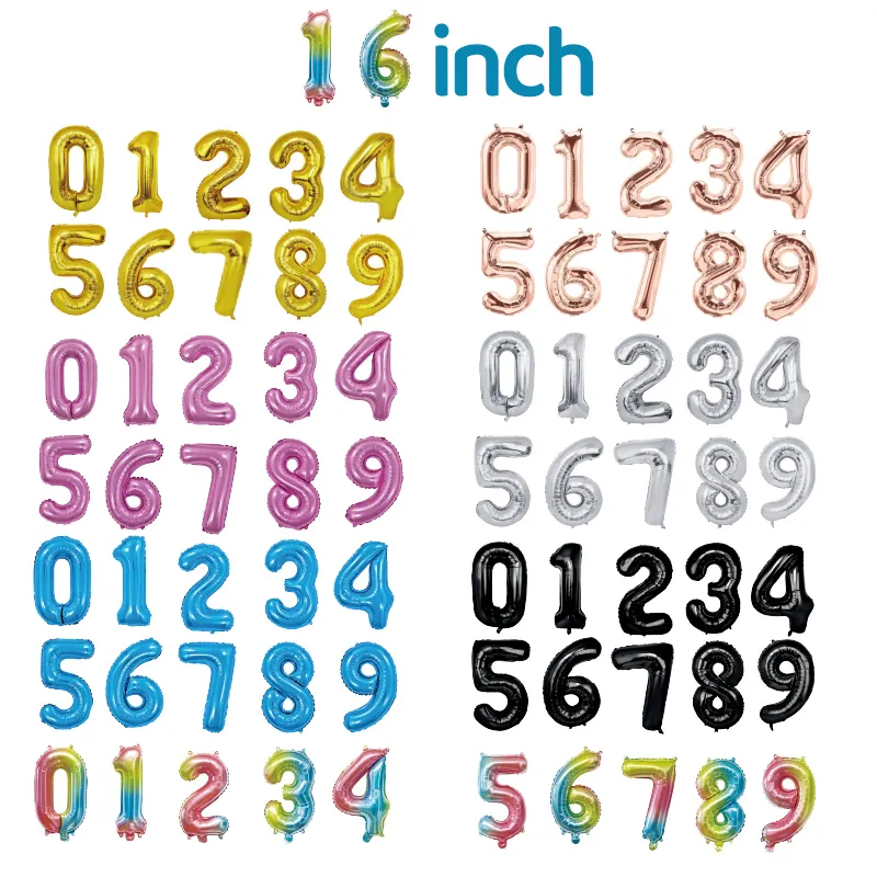 Globos digitales con números De 16 pulgadas, decoración De fiesta De cumpleaños De bebé, rosa, dorado, plateado y blanco, gran oferta