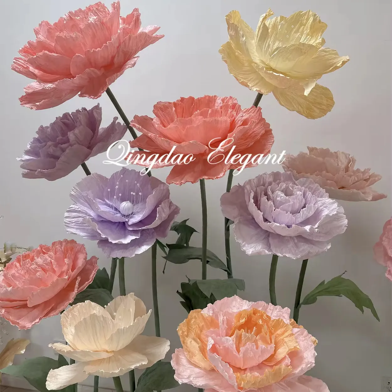 EG-WD54 Decoração de flores para banho de bebê, suprimentos para festas, flores artificiais grandes gigantes brancas e rosas para casamento