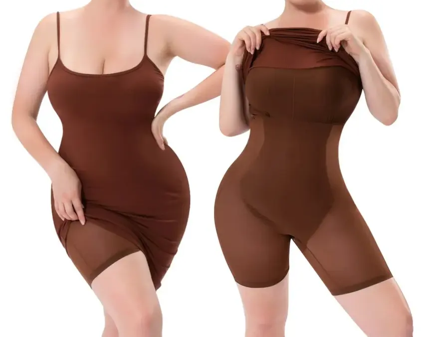 Vestido sin tirantes con faja incorporada Vestido de verano sin espalda Vestido de cuerpo completo Moldeador Mujeres Adultos estándar Listo para enviar 3 piezas