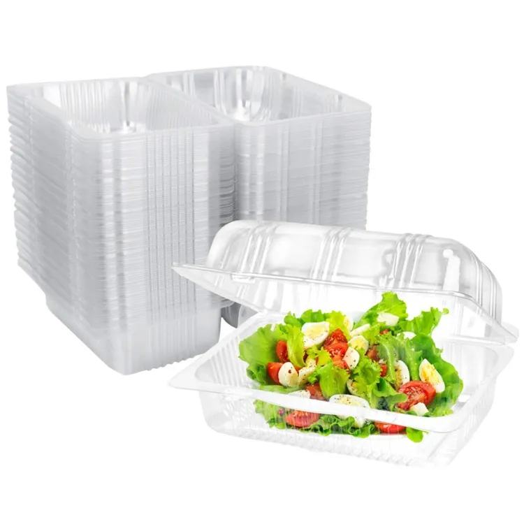 Boîte à emporter en plastique, contenant transparent pour aliments à charnière, emballage de fruits boîte de fraises, conteneurs de gâteaux en plastique