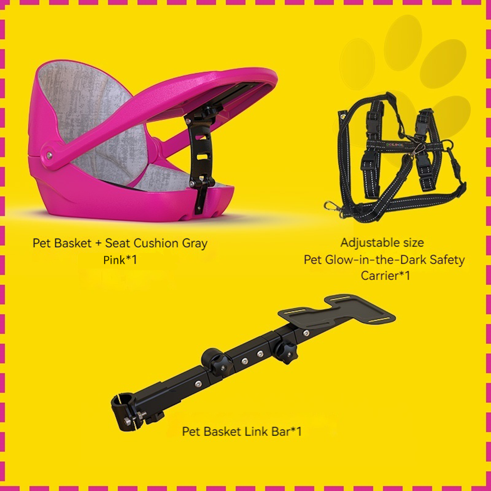 pink pet basket+ gray seat cushion