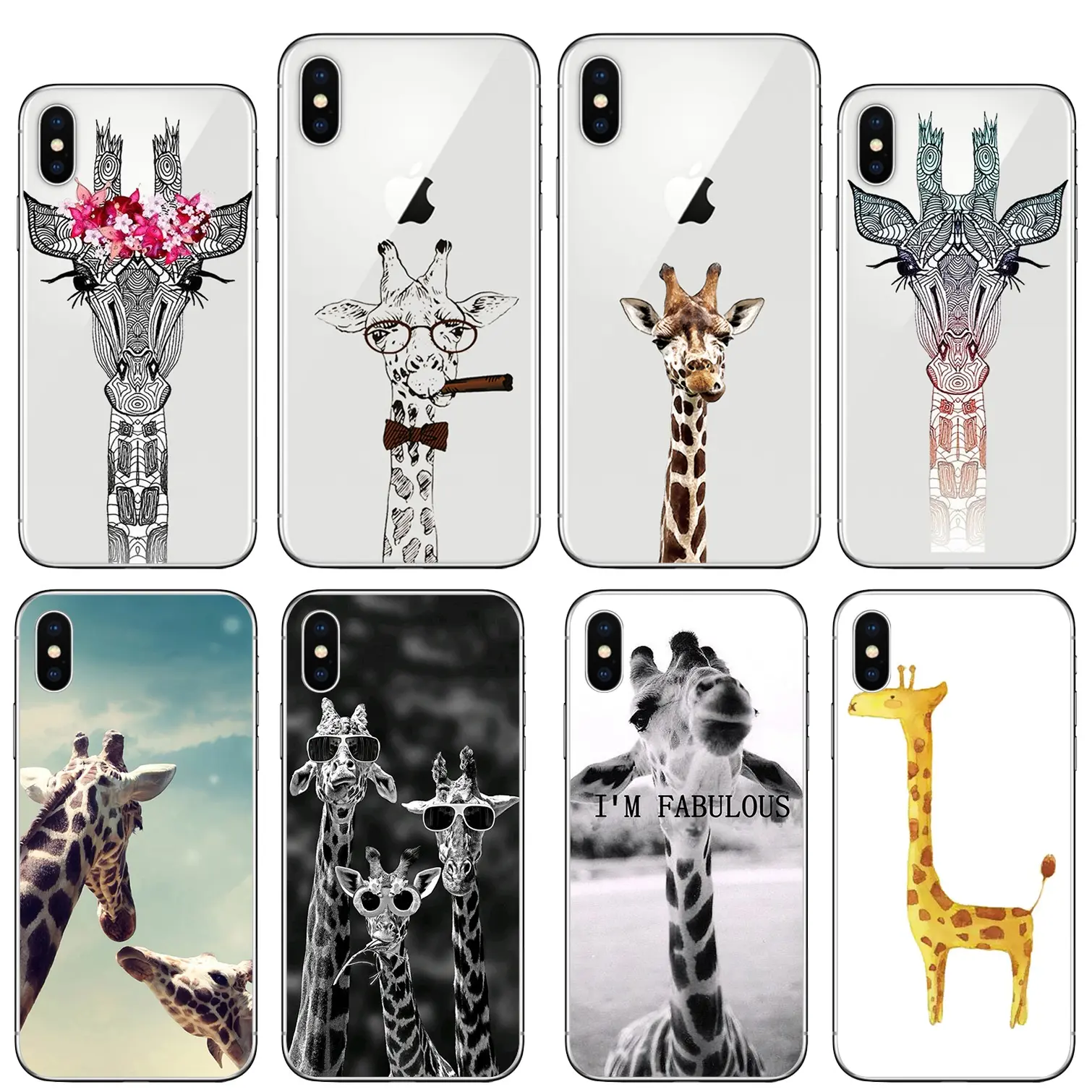 Özel Anime karikatür hayvan zürafa TPU silikon iPhone için kılıf 11 12 13 14 15 Pro Max UV baskı 3D sublime telefon kılıfı