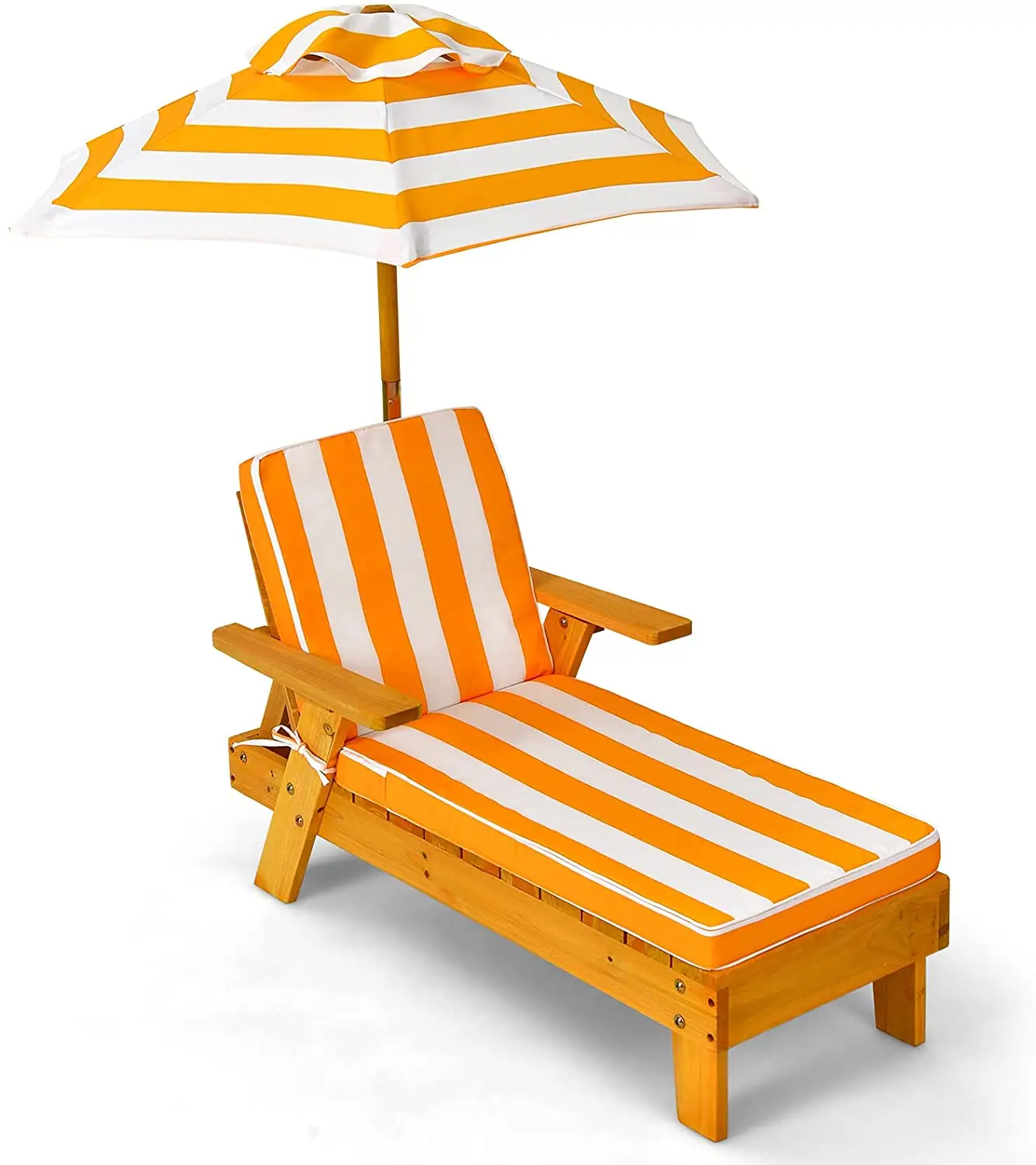 Hangrui Factory Custom Wooden Kids Beach Pool Lounge Chair with Umbrella