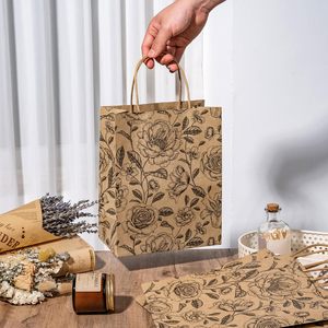 Kh hoa giấy kraft túi quà tặng hoa màu đen thiết kế cho sinh nhật, em bé tắm, kỳ nghỉ, gói quà bên - Product Image 4