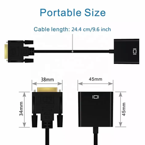 高清1080P DVI 24 + 1针公到VGA 15针母电缆视频转换器，用于显示器DVI到VGA电缆适配器