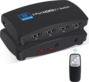 HDMI2.1 KVM切换器3进1出音频视频转换器8K 60hz 4K 120hz 3x1，适用于电脑笔记本电脑视窗和苹果电脑到电视投影仪 - Product Image 1