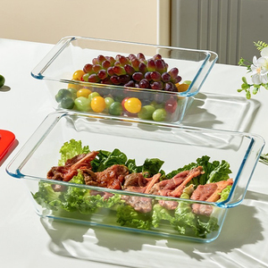 จานอบกระจกเทมเปอร์3.7L ทรงสี่เหลี่ยม1L ใช้กับไมโครเวฟได้อย่างปลอดภัยจานย่างสำหรับร้านอาหาร2.8L 1.7L สินค้า OEM - Product Image 5