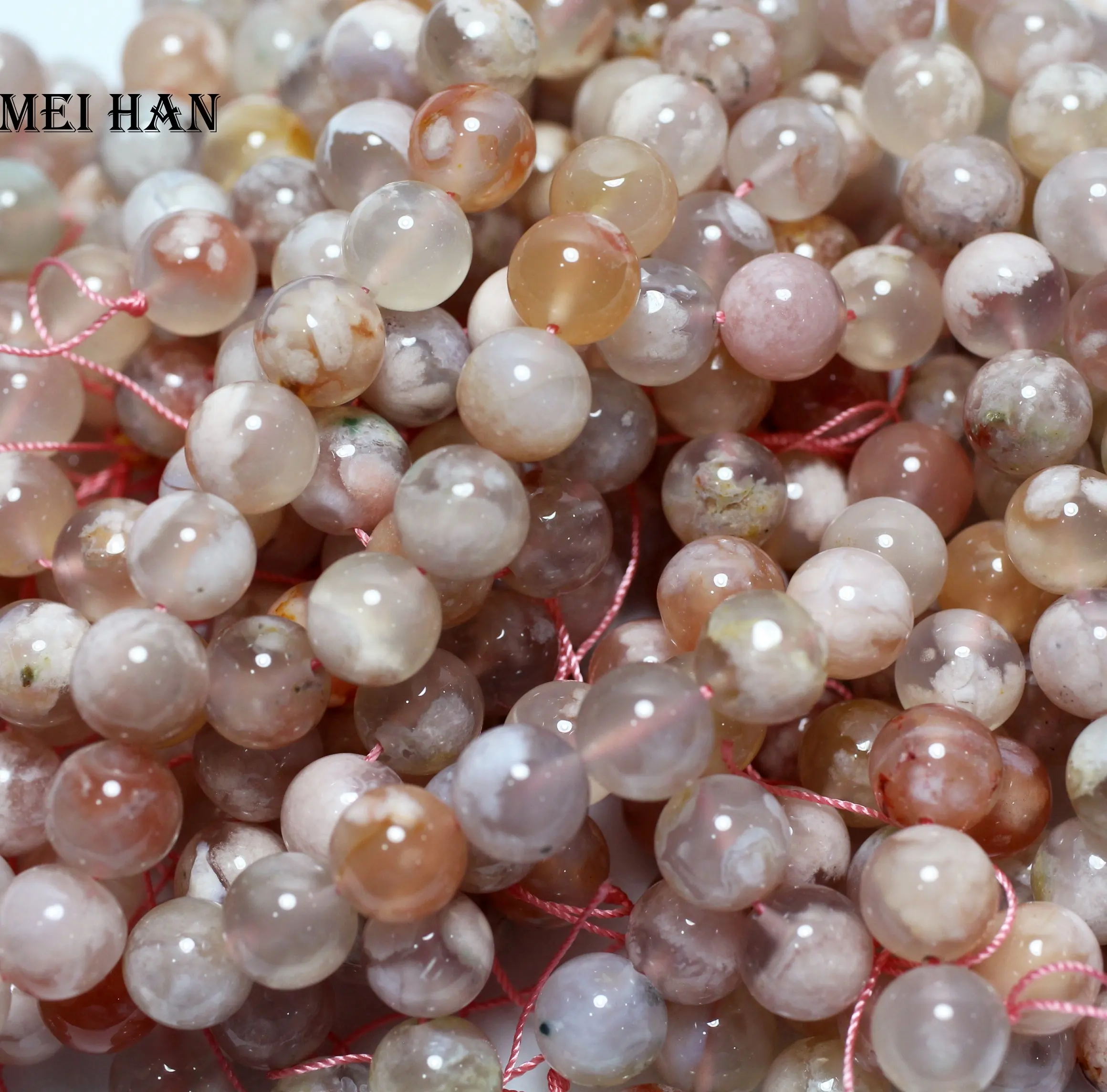 Minéral naturel 10mm cerisier pierre semi-précieuse d'agate perles de pierres précieuses en vrac pour la fabrication de bijoux bracelet