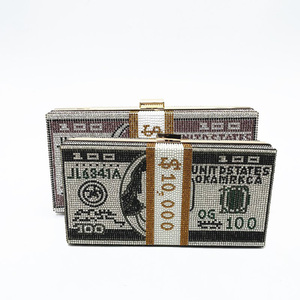 Fabrik liefern volle Diamant kleine quadratische Tasche US-Dollar Abend tragen Handtasche Diamant-verkrustete Damen Warteschlange Hochzeits tasche - Product Image 3