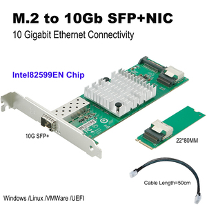 Scheda Ethernet da 10GbE M.2 a doppia porta SFP + fibra, Chipset Intel JL82599EN per Server e Workstation ad alte prestazioni