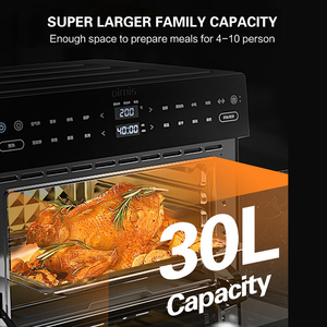 Friggitrice a schermo digitale 1800W forno 30L capacità 10 programmi preimpostati in acciaio inox Touch pulsante di controllo elettrico domestico - Product Image 3