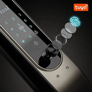 Tuya App tam otomatik akıllı kilit WiFi kablosuz parmak İzi şifre RFID kart App dijital kapı kilidi kamera ile - Product Image 6