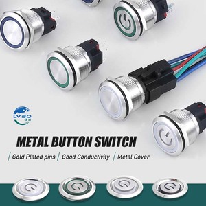 LVBO Popular 12mm Momentary Flat Power Symbol Head <strong>Switch</strong> <strong>Push</strong> <strong>Button</strong> <strong>Button</strong> <strong>Switch</strong> Power 12V 24V 36V 22mm <strong>Push</strong> <strong>Button</strong> <strong>Switch</strong> - Product Image 2